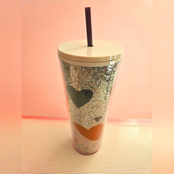 Starbucks 2021 Valentine's Day Heart Sequin Glitter Tumbler 24oz Cold Cup - Picture 4 of 9